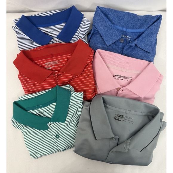 Lot of 6 Nike Golf Dri-Fit Polo‎ Shirts Mens Size XL Moisture Wicking Polyester